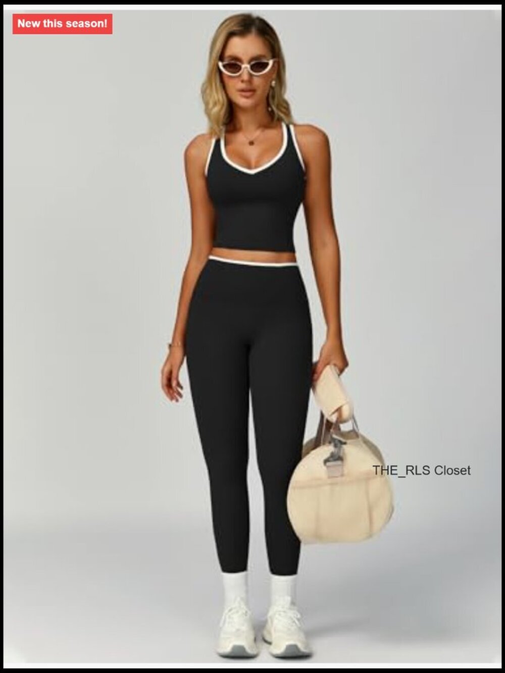 Racerback Tank Top with Built-in Bra and Tummy Control Leggings Workout Set - Picture 2 of 7